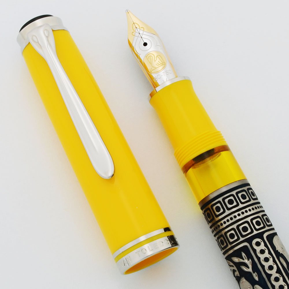 Pelikan M910 Toledo Fountain Pen - Yellow, Engraved Sterling